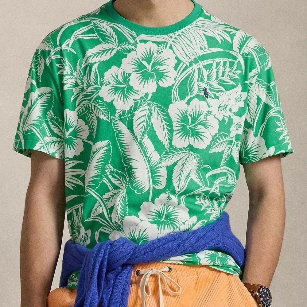 Polo Ralph Lauren Mens SZ XL Green White Floral T-Shirt NWT